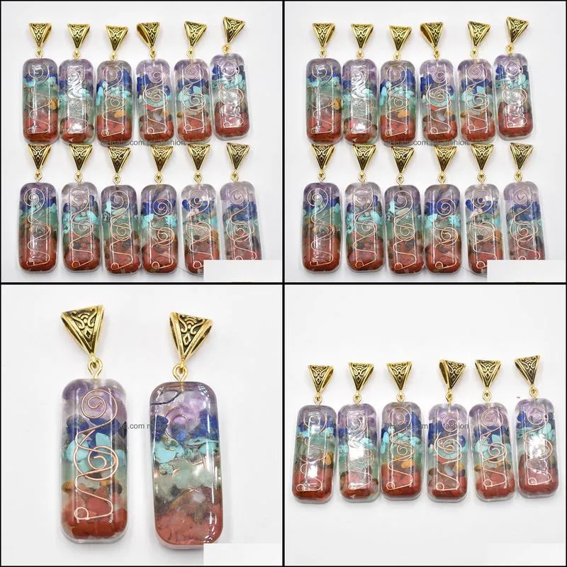 retro natural healing 7 colors chakra stone charms amethysts lapis lazuli pillar pendant for necklace jewelry maki mjfashion