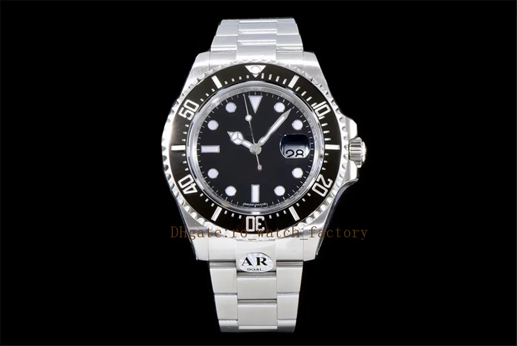 43mm AR Factory Orologio da uomo automatico 2824 Orologio da uomo con lunetta in ceramica Pvd nera 126600 Sea Dweller Dive Sport 126603 Orologio da polso