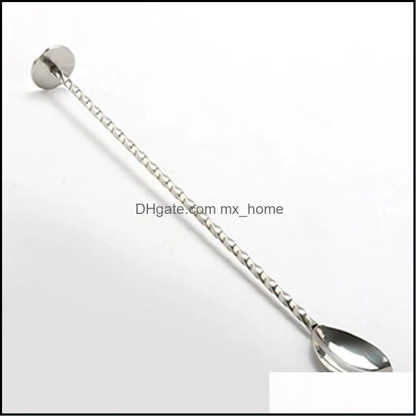 Spoons Flatware Kitchen Dining Bar Home Garden Stainless Steel Western Tableware Long Spoon Cocktail Drink Mixer Dhakk