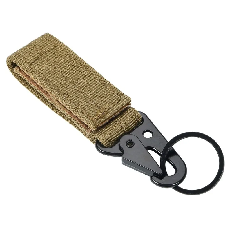 Tactical Gear Clip Moschettone Nylon HookLoop Cintura Portachiavi Gancio in metallo nero O-ring Fibbia per zaino da escursionismo sportivo all'aperto
