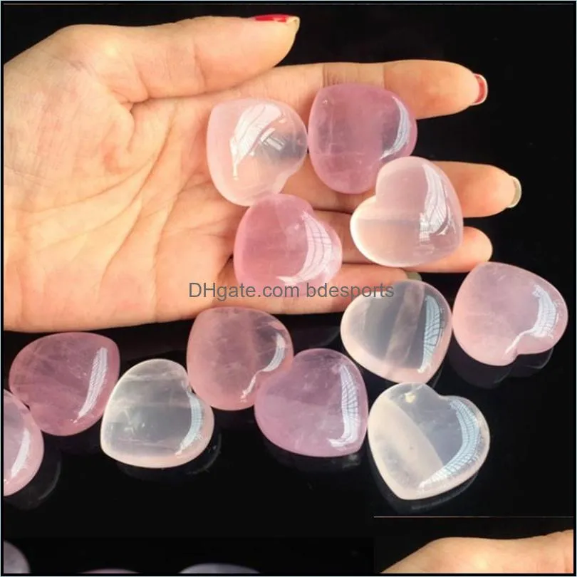 25mm Natural Rose Quartz Heart Shaped Pink Crystal energy stone craft decoration Healing Gemstone Crystal Gem diy