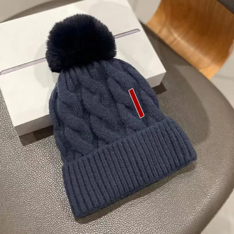 Black Knitted Wool Beanie Hat With Pom Pom For Women And Men  display picture 3
