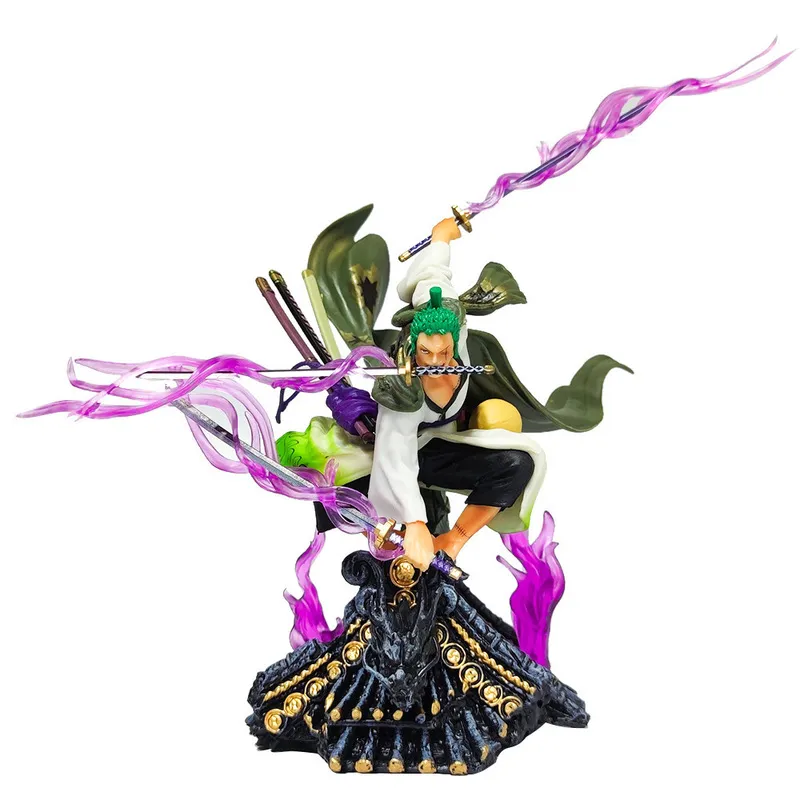 Action Figure Anime GK Roof Kimono Roronoa Zoro Three Knife Fighting Skill Model Decorations PVC Toy Gift 220531