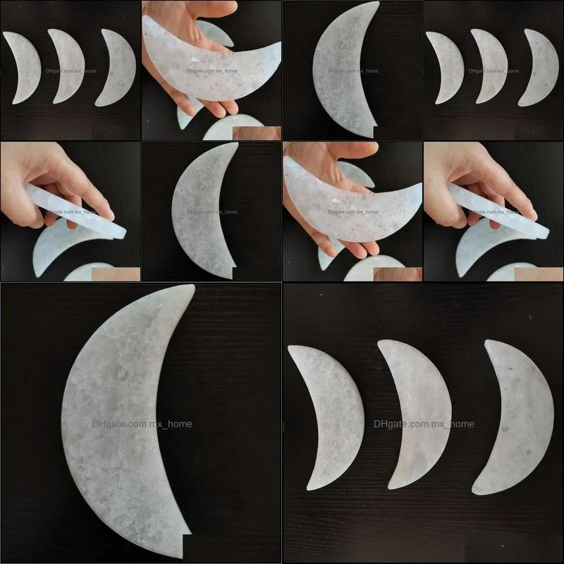 14-15CM Natural Selenite Crystal Moon Satin Spar Moon Healing Meditation Crystal Mineral Home Decora