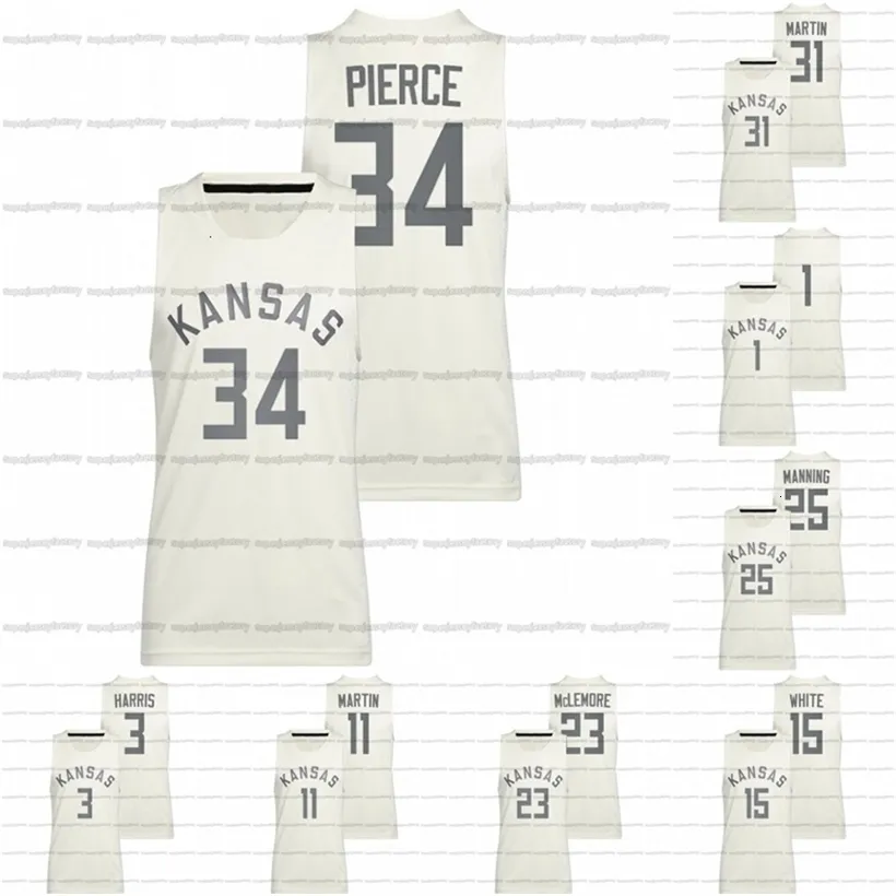 CEOA3740 Niestandard Kansas Jayhawks NCAA College Basketball Jersey Paul Pierce Danny Manning Joseph Yesufu Cam Martin Ben McLemore Bobby Pettiford Jalen