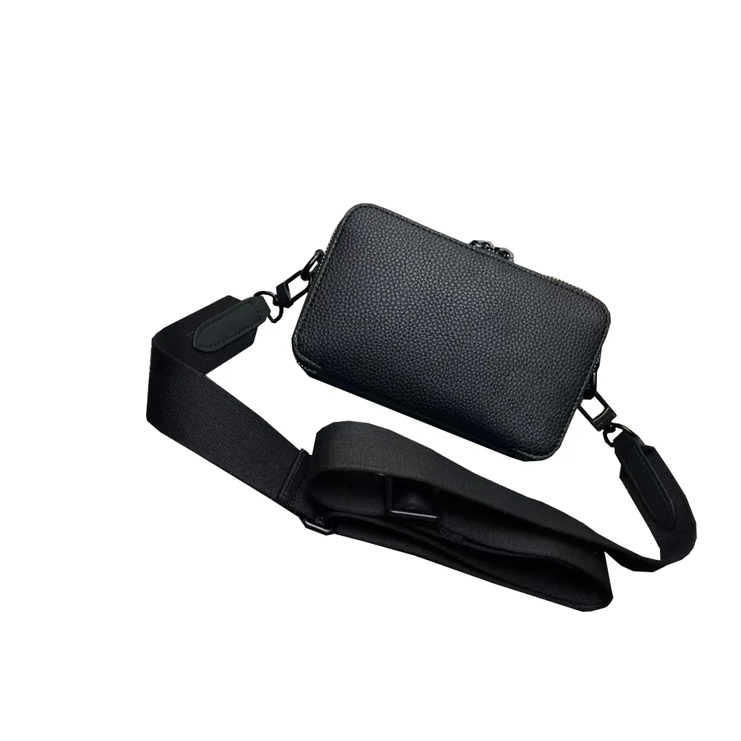 Luxury Designer ALPHA WEARABLE Messenger Black Leather Messenger Bag