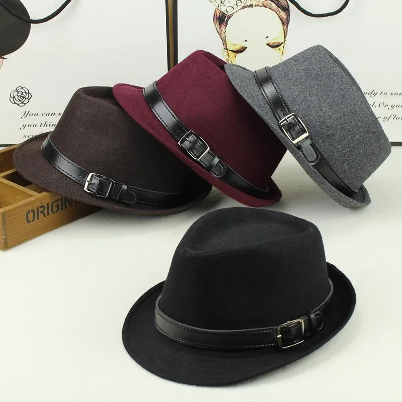 Berets Fashion Fedoras мужской женский ремень пряжка джазовая шляпа лето в ретро -шап