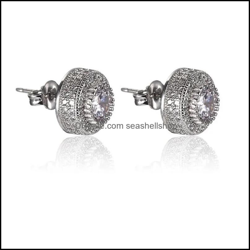 Stud Hip Hop Jewelry Earrings Moissanite Micro-inlaid Round -selling Luxury Accessories For Men And Women