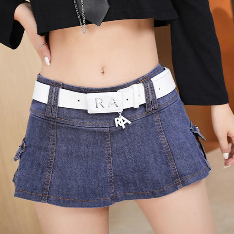 Harajuku Low Waist Mini Pant mini skirt with Belt - Sexy