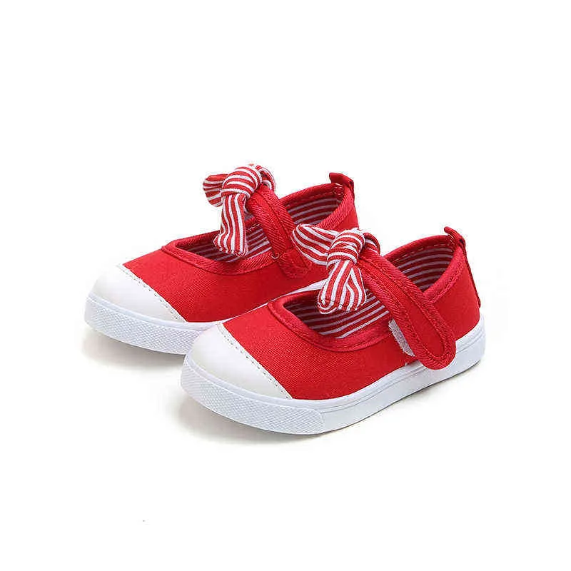CNFSNJ BAGLICKA SKOR CANVAS CASUAL KIDSKOR med Bowtie Bow-Knot Solid Candy Color Girls Sneakers Children Soft Shoes G220527