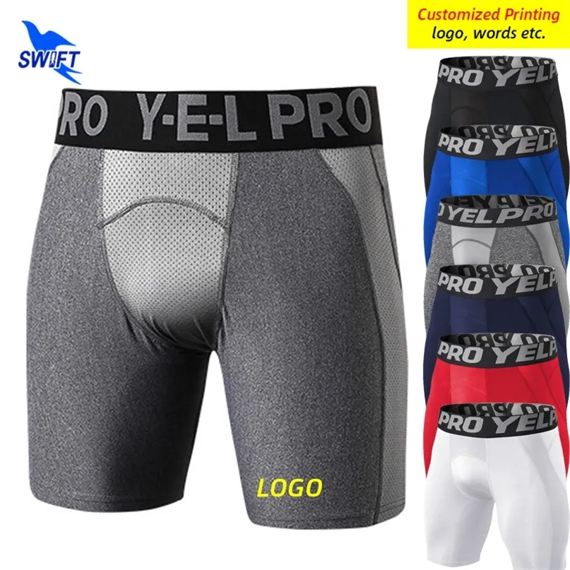 Hommes personnalisés séchage rapide court Leggings de course Compression Yoga collants Gym Fitness vêtements de sport Shorts pantalons sous-vêtements masculins 220704