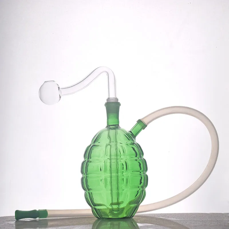 Nouveau mini bang en verre fumant pour les tuyaux d'eau de la grenade Forme mensuelle Ventes mensuelles dépasser les mille recycler Catcher Bong avec des tuyaux et tuyaux de brûleur d'huile de verre de 10 mm et tuyau