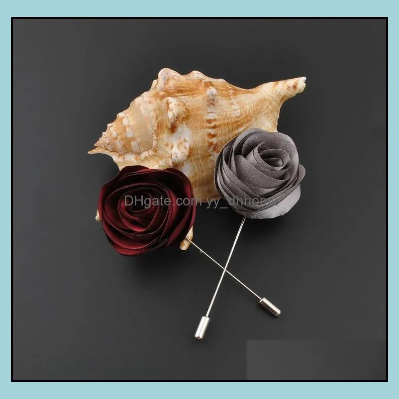 ribbon lapel flower rose hot sale handmade boutonniere brooch pin men`s accessories brooches pins jewelry wholesale 0402wh