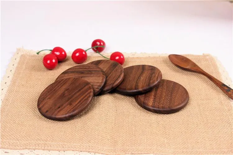 Wooden Coasters Black Walnut Cup Mat Bowl Pad Coffee Tea Cup Mats Dinner Plates Kitchen Home Bar Tools