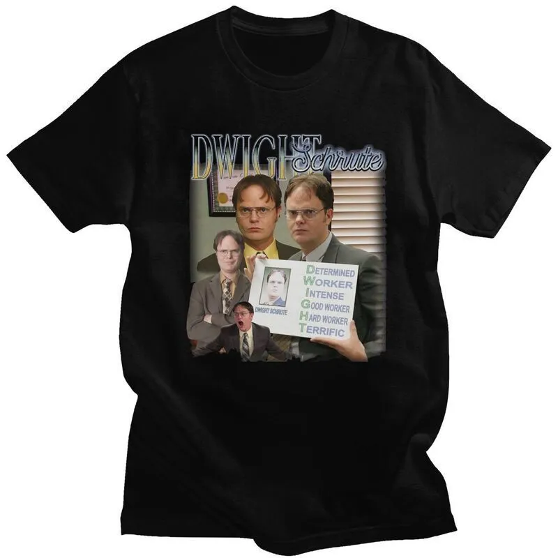 Drôle Dwight Schrute Hommage T-shirt Hommes À Manches Courtes Pur Coton T-shirt Émission De Télévision US Le Bureau Michael Scott Tee Mode T-shirt 220520