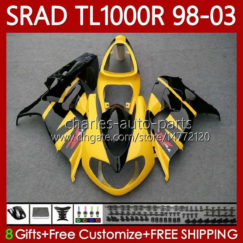 Suzuki Srad TL1000R TL-1000 TL 1000 R 98-03 바디 118no.4 TL-1000R TL1000 R 98 99 00 01 02 03 TL 1000R 1998 1999 2000 2001 2002 2003 공정 키트 노란색 공장