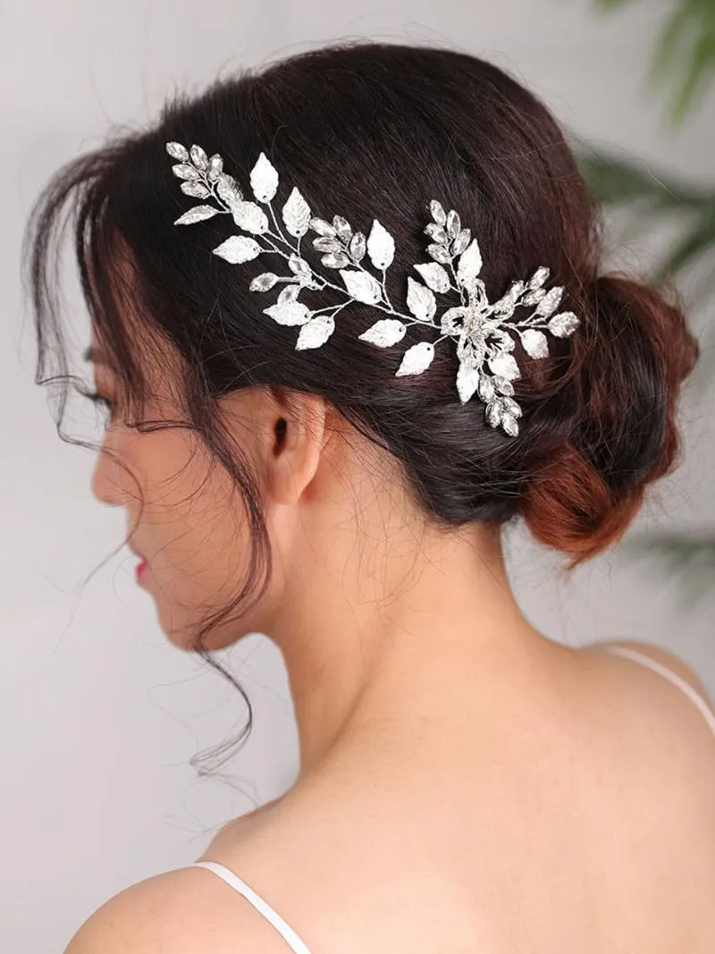 Coiffes Mode Accessoires De Cheveux De Mariage Argent Vintage Feuilles Bandeau Fête Pour Les Femmes Élégantes Coiffures De Mariée BijouxCoiffes