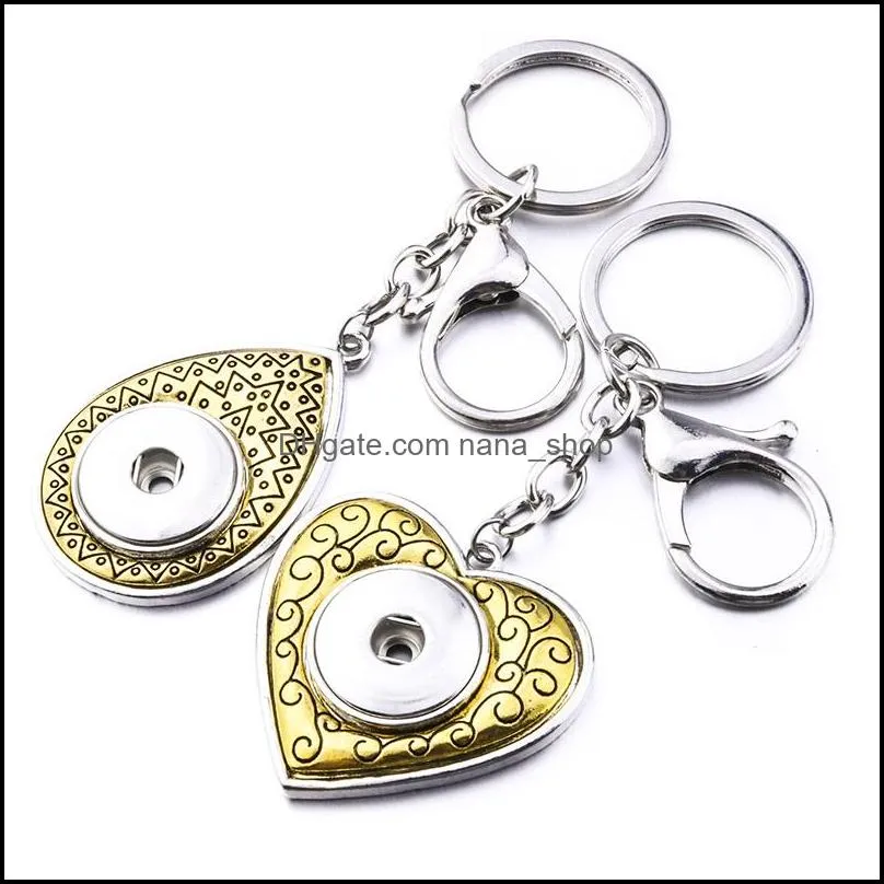 Heart Snap Button Jewelry Simple 18MM Snap Button Keychains Key Rings Keyring for Women Men Ginger snaps Jewelry
