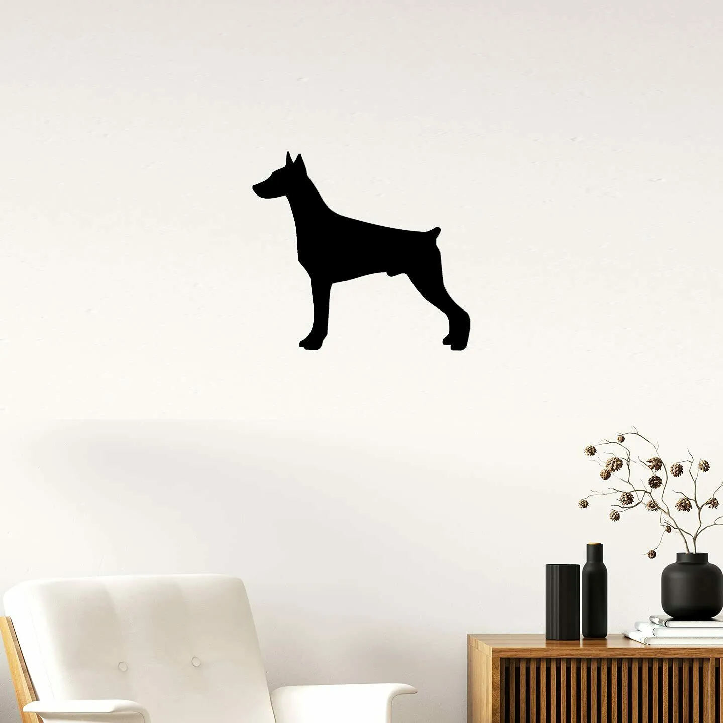 Cartello da parete in metallo con cane Doberman Pinscher | Decorazione da parete con sagoma di cane | Arredamento per interni