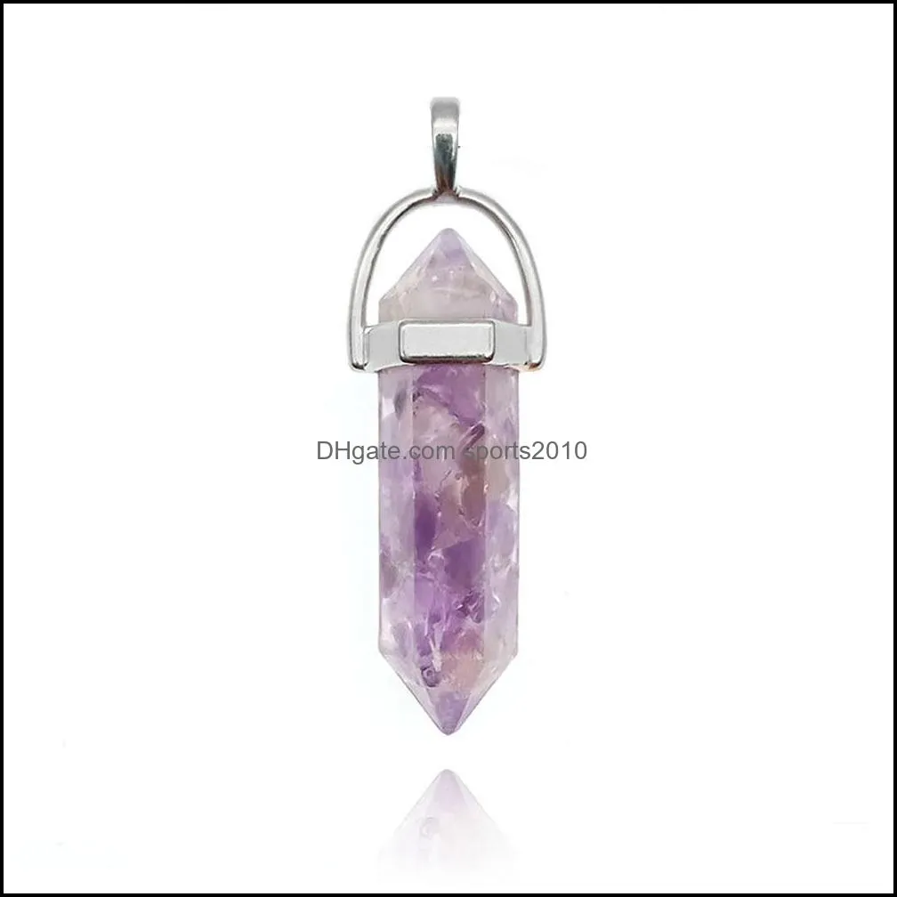 gravel crushed broken stones charms chakra healing pendulum bullet hexagonal prism quartz amethysts pendant diy necklace earrings jewelry sports2010