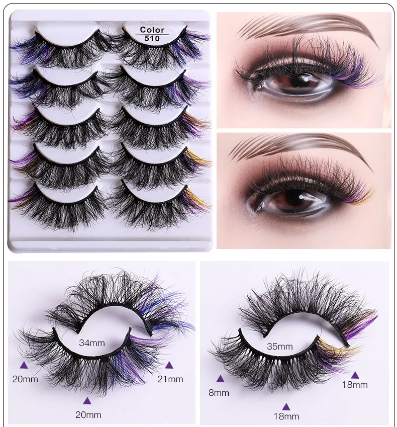 Thick Multilayer 5 Pairs Color False Eyelashes Set Soft & Vivid Reusable Hand Made Curly Crisscross Fake Lashes Makeup for Eyes Easy to Wear 10 Models DHL
