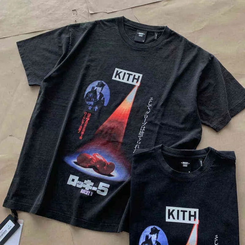 Marque de marée haute rue T-shirts pour hommes KITH Street View imprimé à manches courtes ROSE OMoroccan Tile pour hommes et femmes Tee Cotton Top t2