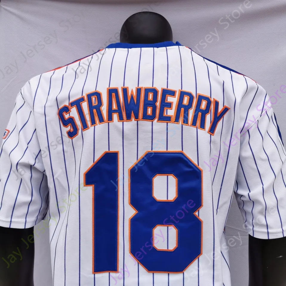 Vintage 1986 Darryl Strawberry Jersey 2024 WS Patch Home Away Pinstripe White Blue Green Grey Black Stitched