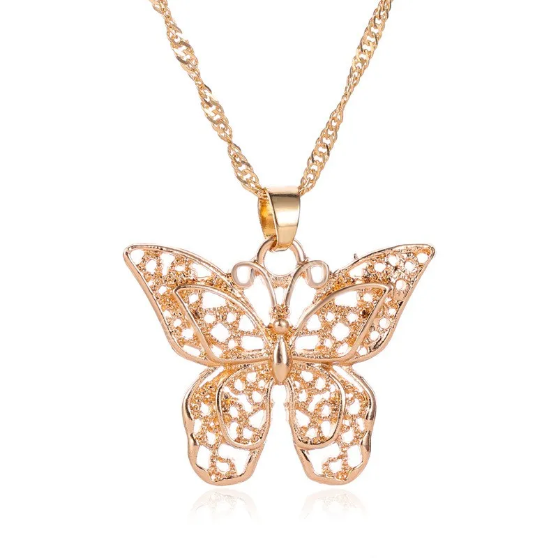 光沢のある蝶のペンダントネックレスレディースレディースギフト用の宝石チェーンネックレスジュエリー