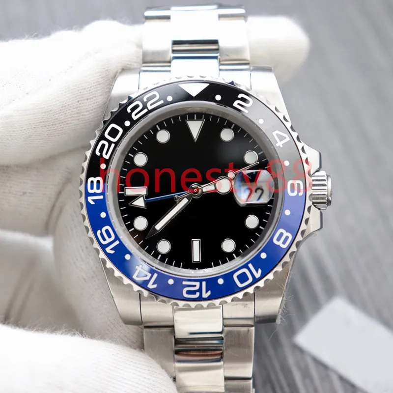 Montres pour hommes 40mm cadran bleu montre-bracelet automatique montre mécanique en acier inoxydable bleu noir céramique saphir montres Super l2913