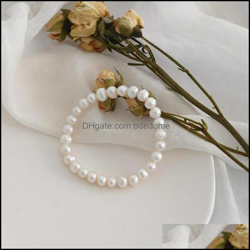 Braccialetti con braccialetti Gioielli Braccialetto di perle d'acqua dolce Naturale per ragazze Moda donna Semplice gioielli da sposa per feste S3T6 Dro Dhhem