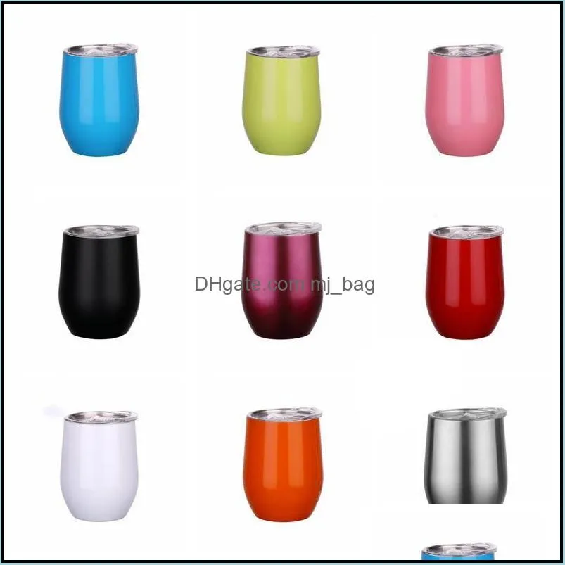 12oz mugs stainless steel tumbler with lid egg shape wine glasses vacuum water bottle drinkware mug zwl243