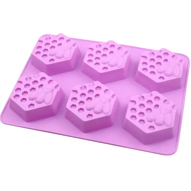 3D Bee Silicone Soap Mögel Hexagonal Honeycomb Silicone Mold For Chocolate Jelly Cake Making Ice Cube Tray