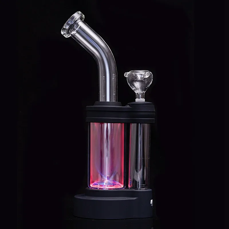 LED Cabana dos cachimbos de plasma no escuro com a tigela com caixa de embalagem Bondos de vidro Dab Rigs 14mm articulação feminina 5mm de 12 polegadas Altura grossa WP2234