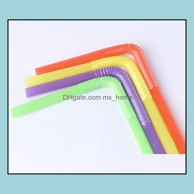 100pcs/set wholesale color straw one-time art straw long elbow juice drink plastic straw 100 sticks stock free shipping sn1164