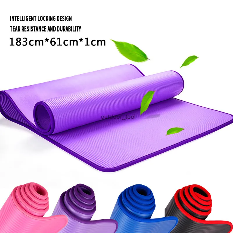 183cmx61cmx1cm espessado sem deslizamento Yoga MAT NBR Fitness Gym Mats Sports Cushion Gymnastic Pilates Pads com cinta de saco de ioga