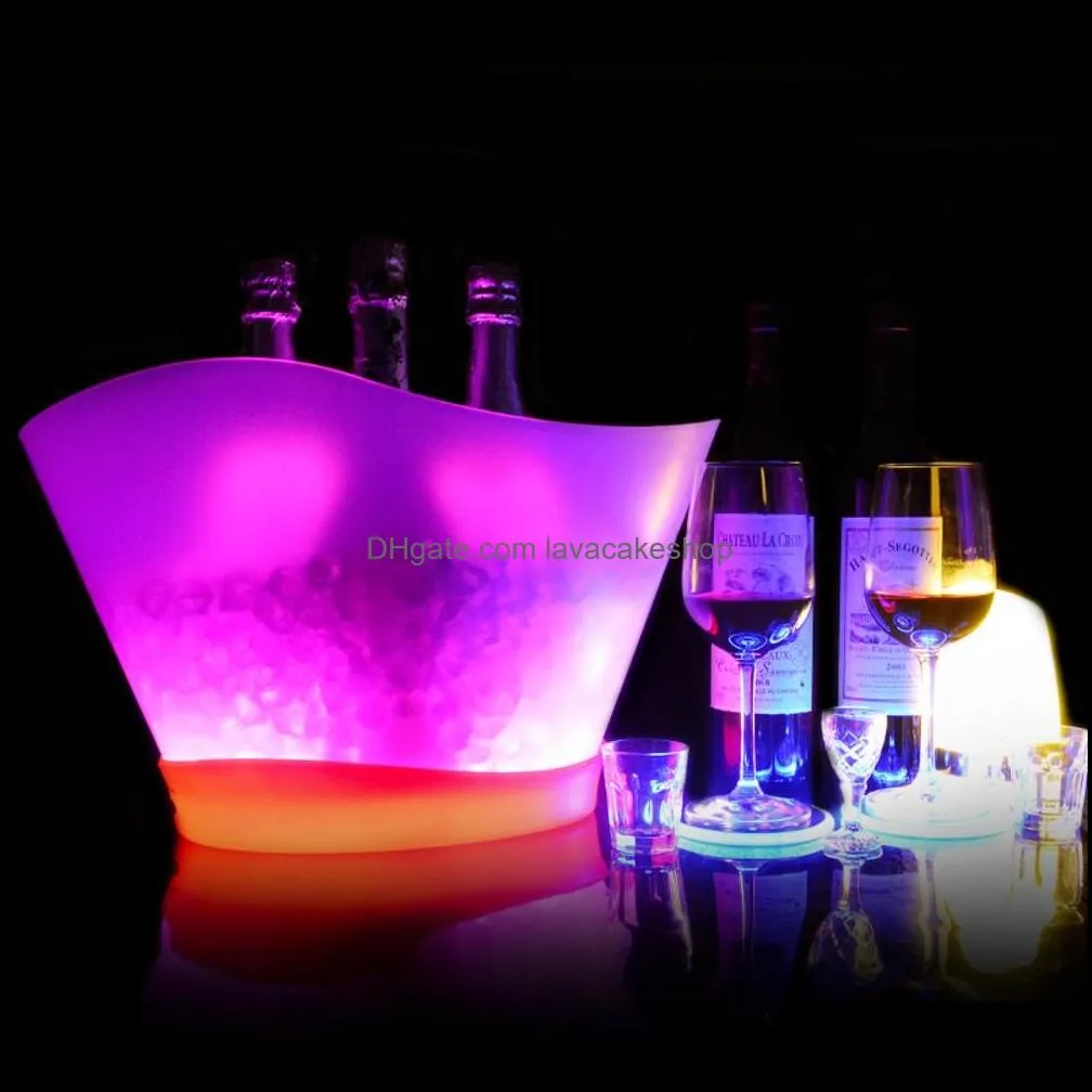12L LED Rechargeable Ice Buckets 6 Color Bars Nightclubs Light Up Champagne Wine Bottle Holders Beer whisky Cooler