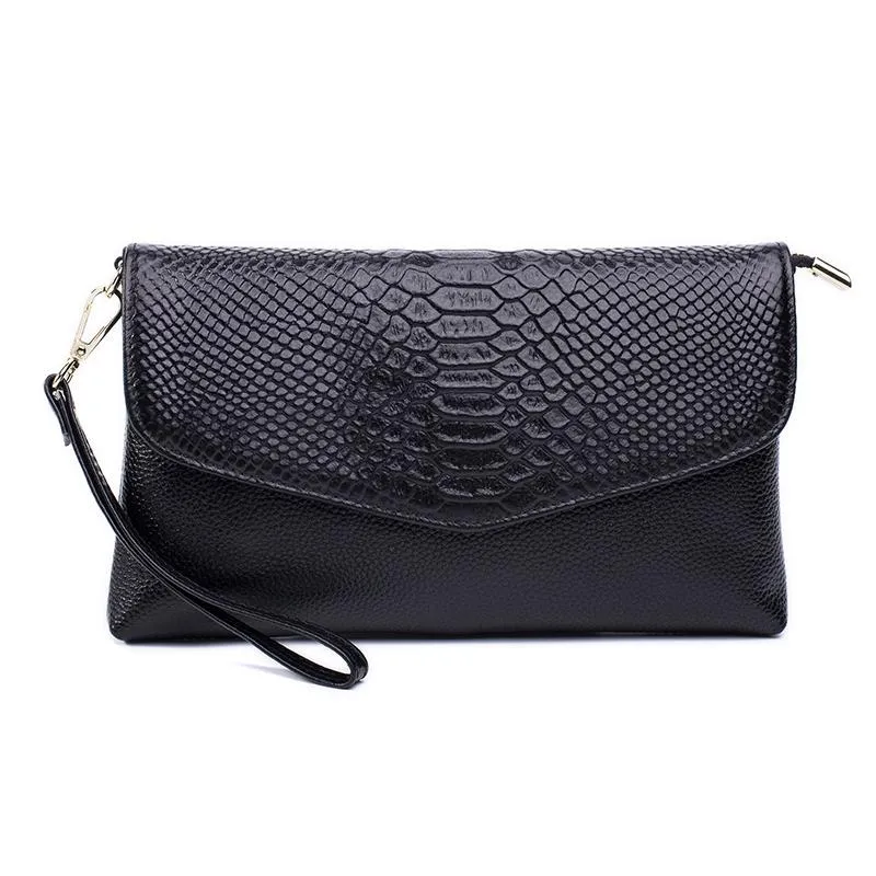 Sacs de soirée motif serpent pochette en cuir véritable femmes bracelets sac mode enveloppe téléphone sac à main épaule Mini femme sac à bandoulière soirée