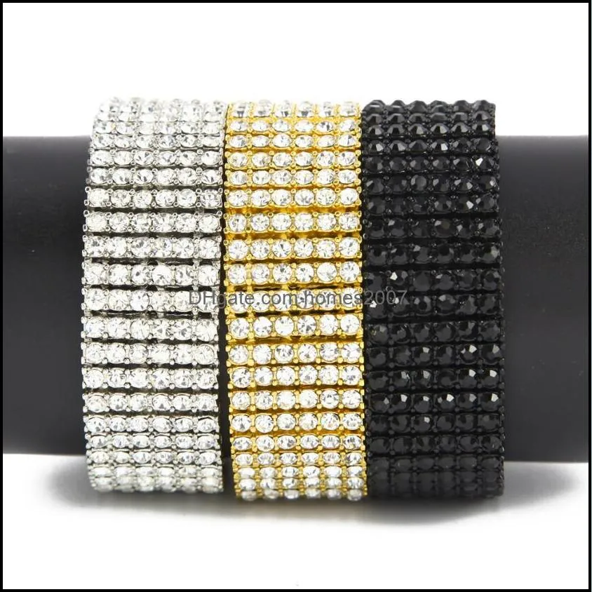 Hip Hop Bling Iced Out Cubic Zirconia Bracelet Men Women 6 rows of bracelets Geometric Square CZ Stone Chain Bracelets Jewelry