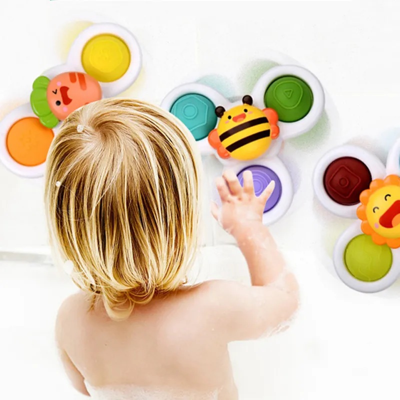 Montessori Fidget Suction Cup Spinner Toy para crianças dedilhadas Gyro Educational Baby Girlating Catcles Spin Top Bath Toys Children 220616