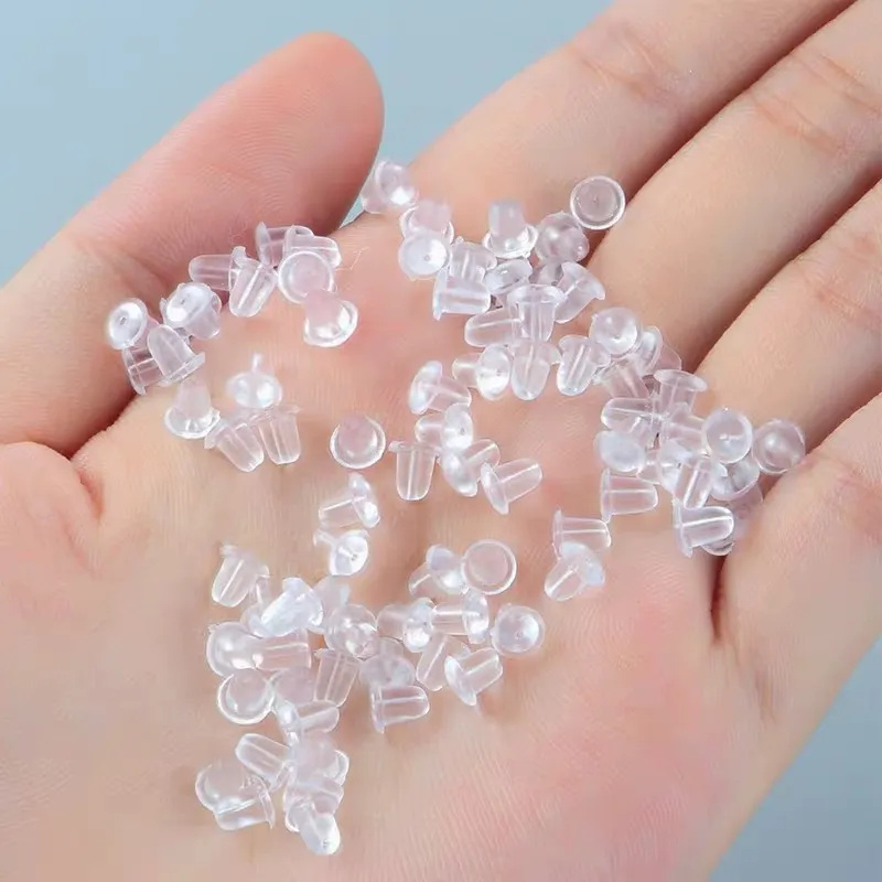 200 pcs/lot caoutchouc Silicone boucle d'oreille fermoir perle casquettes Transparent oreille écrou brancher boucles d'oreilles dos crochets bijoux à bricoler soi-même résultats accessoires