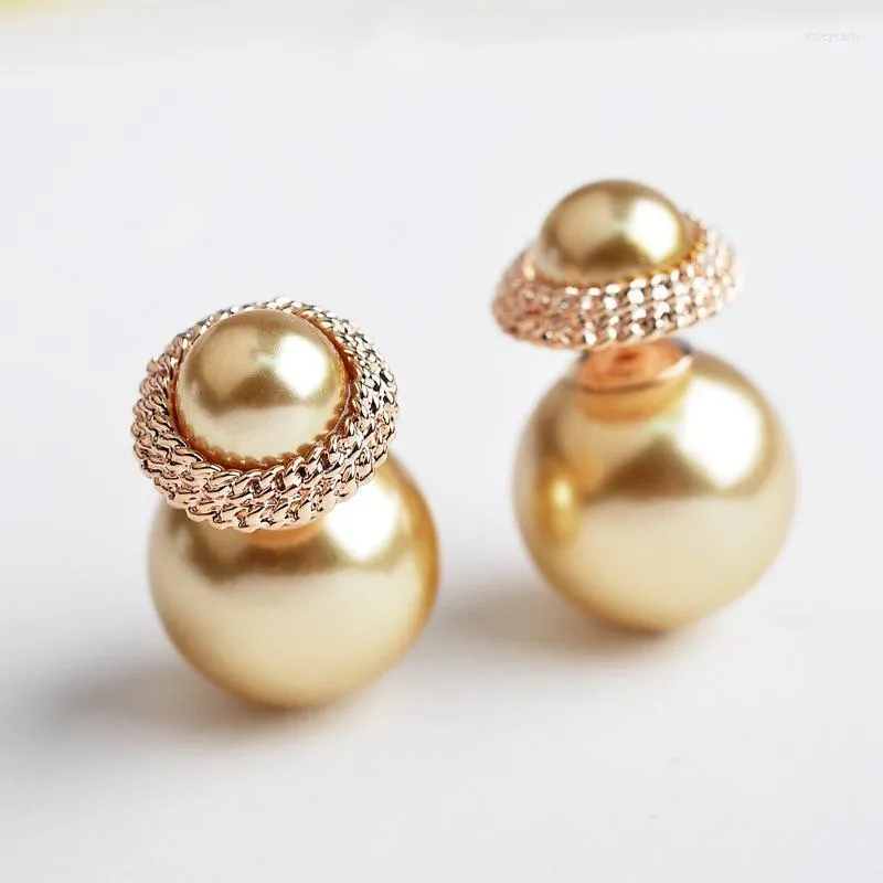 Stud Champagne Simulated Pearl Earrings For Women Gold Color Fashion Jewelry Brincos Bijoux PendientesStud Dale22