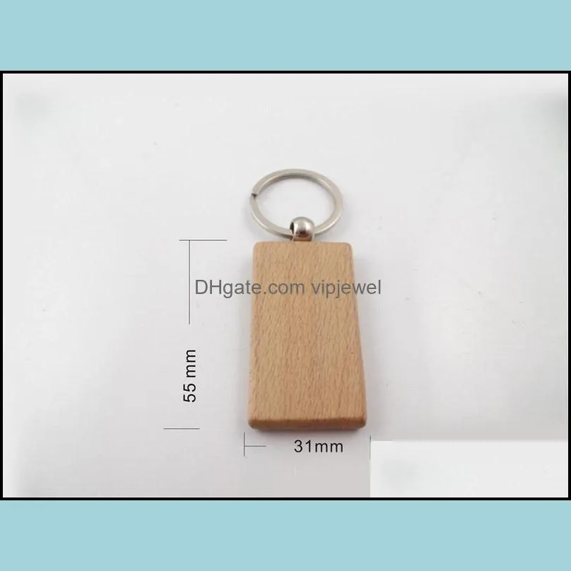 diy blank wooden keychain rectangle square round heart shaped oval keychains wood key chain ring business gift free dhl d274lr