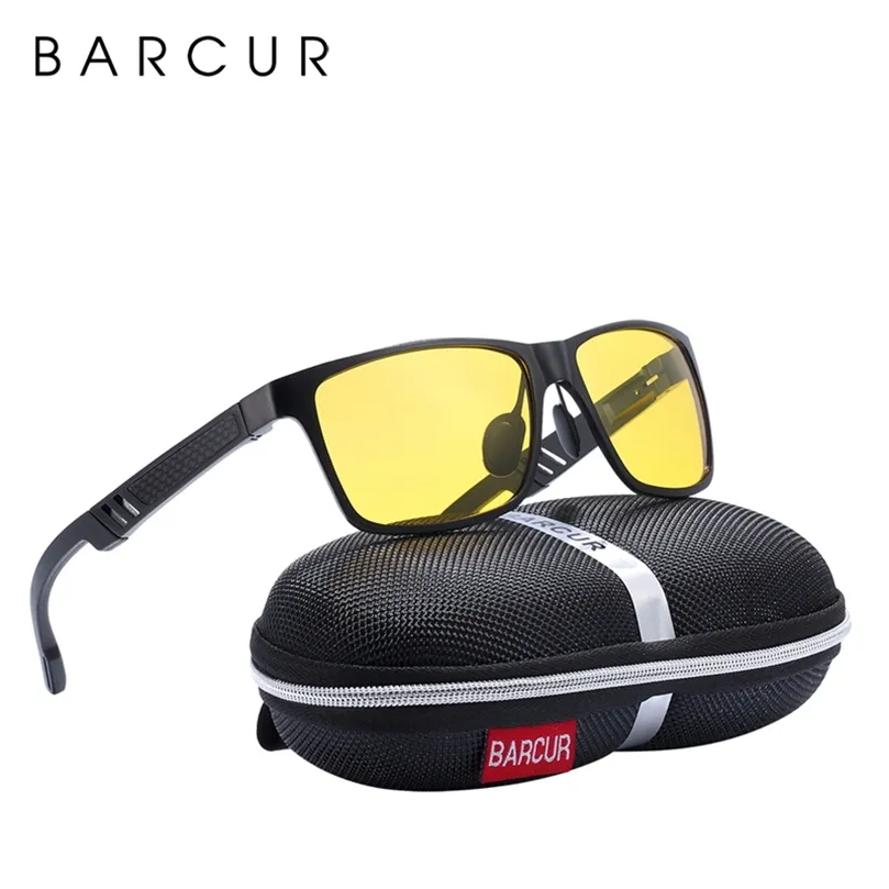 Баркур водитель против вождения очки алюминиевые ночные солнцезащитные очки мужчины ночные солнцезащитные очки квадратные очки Goggle 220611