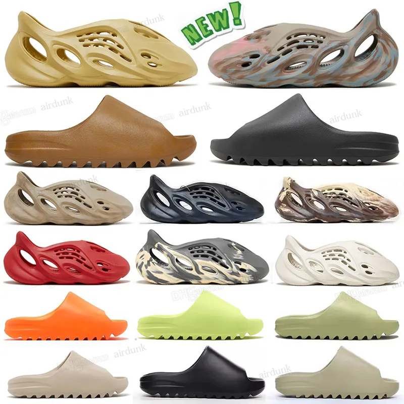 Kanye West yeezy Slide Clog Sandal 2021 Foam Runner  Triple Black  Fashion Slipper Women Mens  yezzy yeezys Tainers bone 450 Designer Beach Sandals Slip-on Shoes