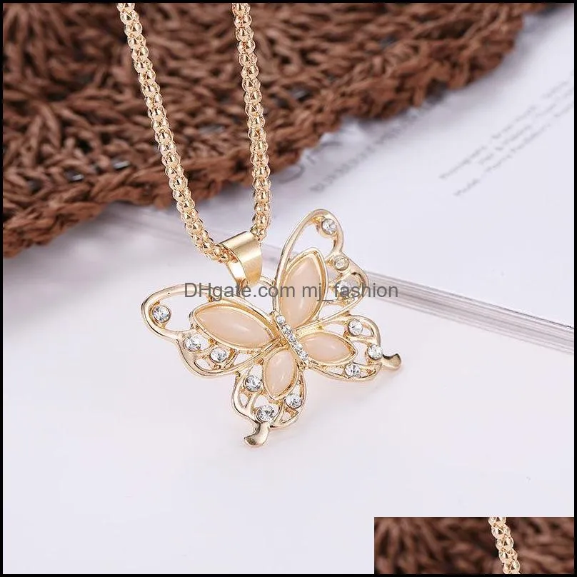 pretty butterfly necklace flawless opal butterfly pendant exquisite choker necklace sweater chain opal stone necklaces