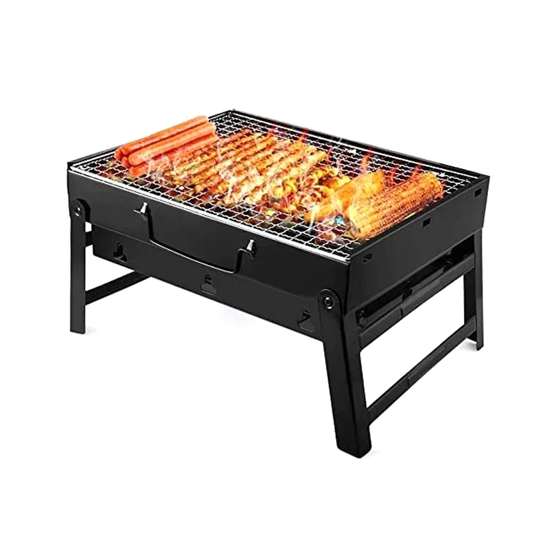 Zusammenklappbarer tragbarer Grill, Holzkohlegrill, Edelstahl, kleine Mini-BBQ-Werkzeugsätze für Kochen im Freien, Camping, Picknicks, Strand 220510