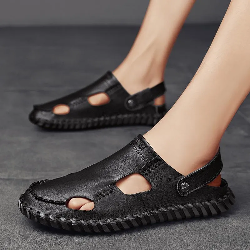 Sandálias homens couro de couro confortável ao ar livre calçados 2022 Summer Walking Male Sneakers SandalSsandals