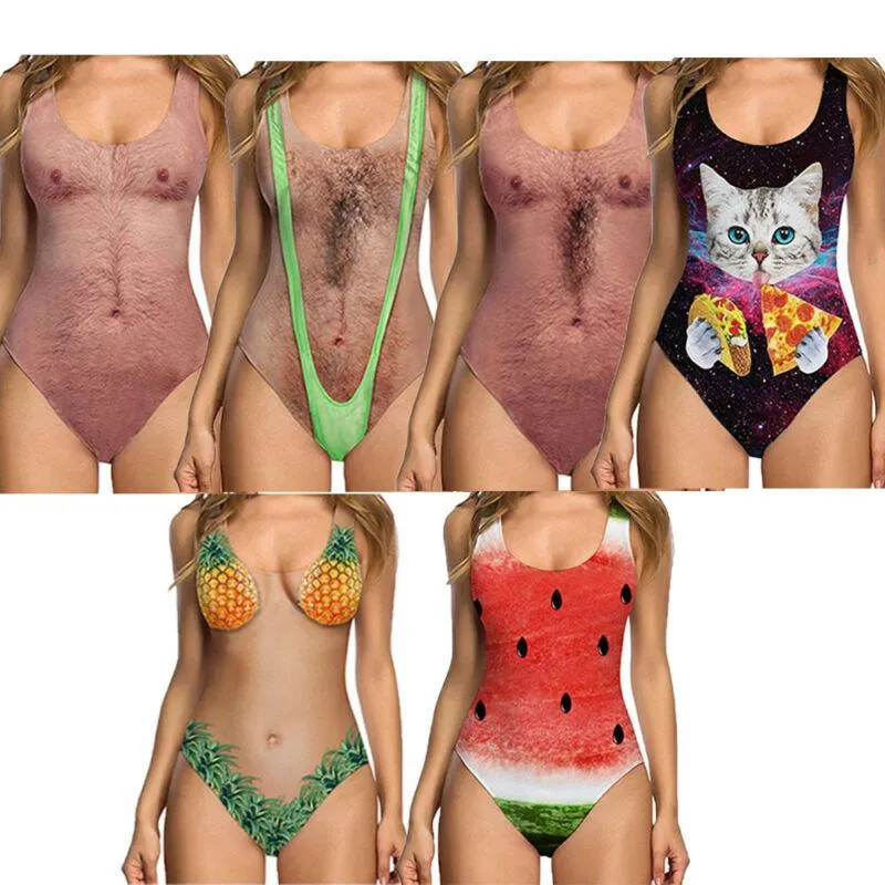 Maillots de bain pour femmes 2022 drôle blague poitrine imprimé femmes maillot de bain maillot de bain maillots de bain Sexy