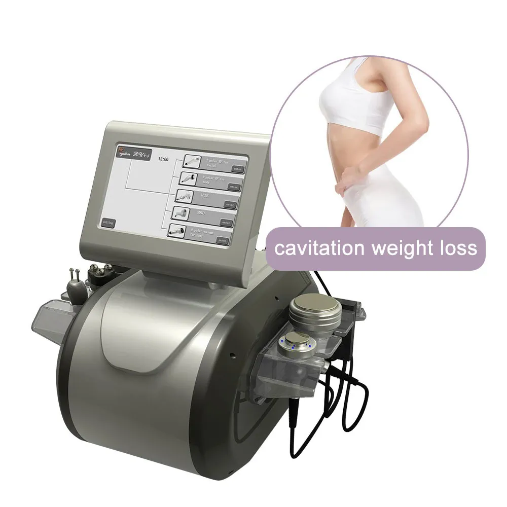 5 em 1 Sistema multipolar de cavitação de vácuo ultrassônico de 40k para perda de peso Equipamento de beleza da máquina de modelagem de corpo