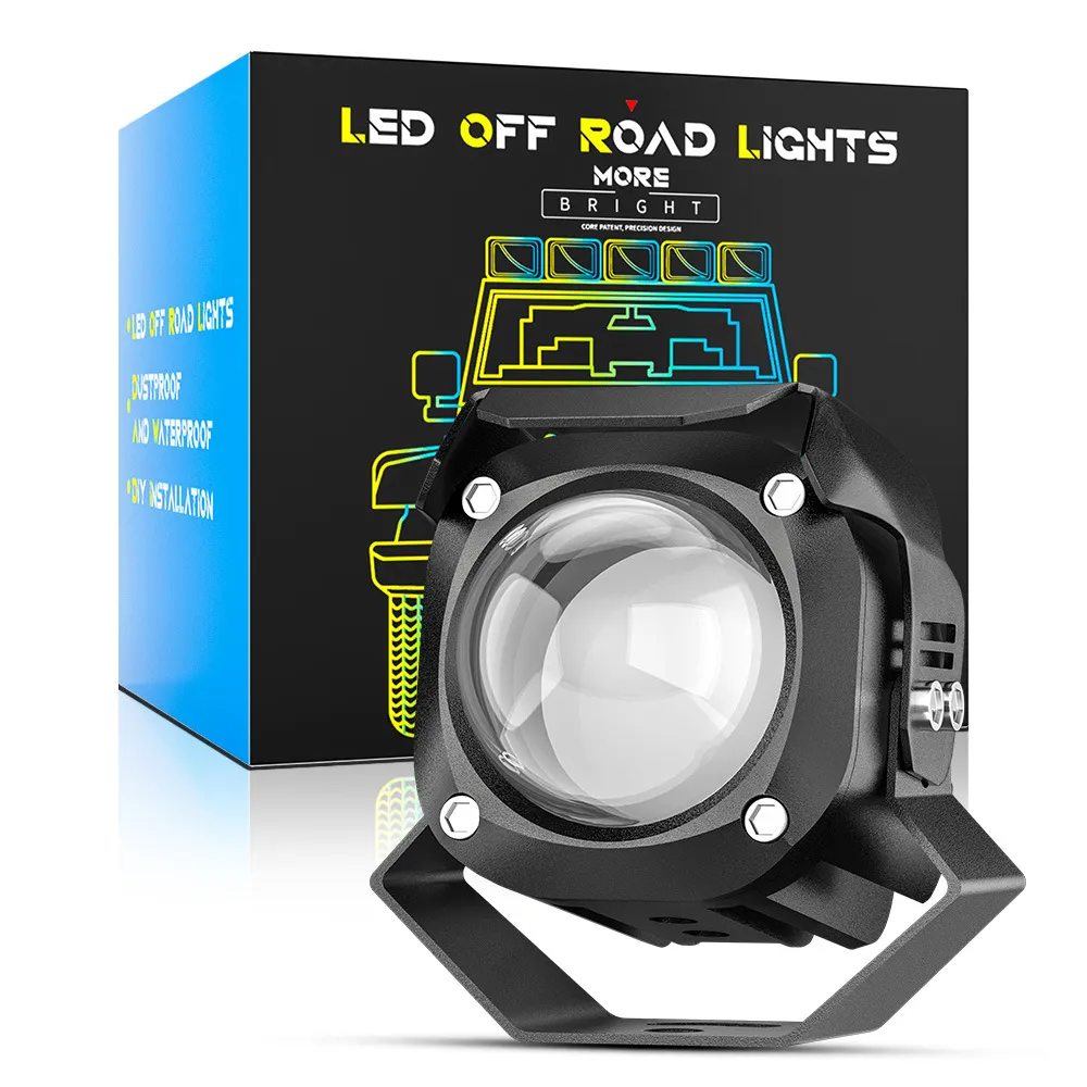 Focos láser LED para motocicleta, iluminación antiniebla, blanco, amarillo, Color dual, haz alto/bajo, foco de conducción auxiliar Led, lámparas de trabajo, faro de 12V